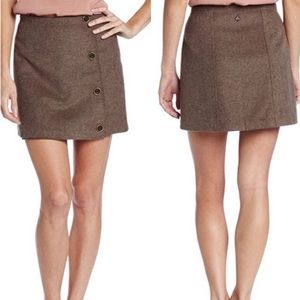 prAna Wool Blend Espresso Brown Button Front Nicky Wrap Mini Skirt 6